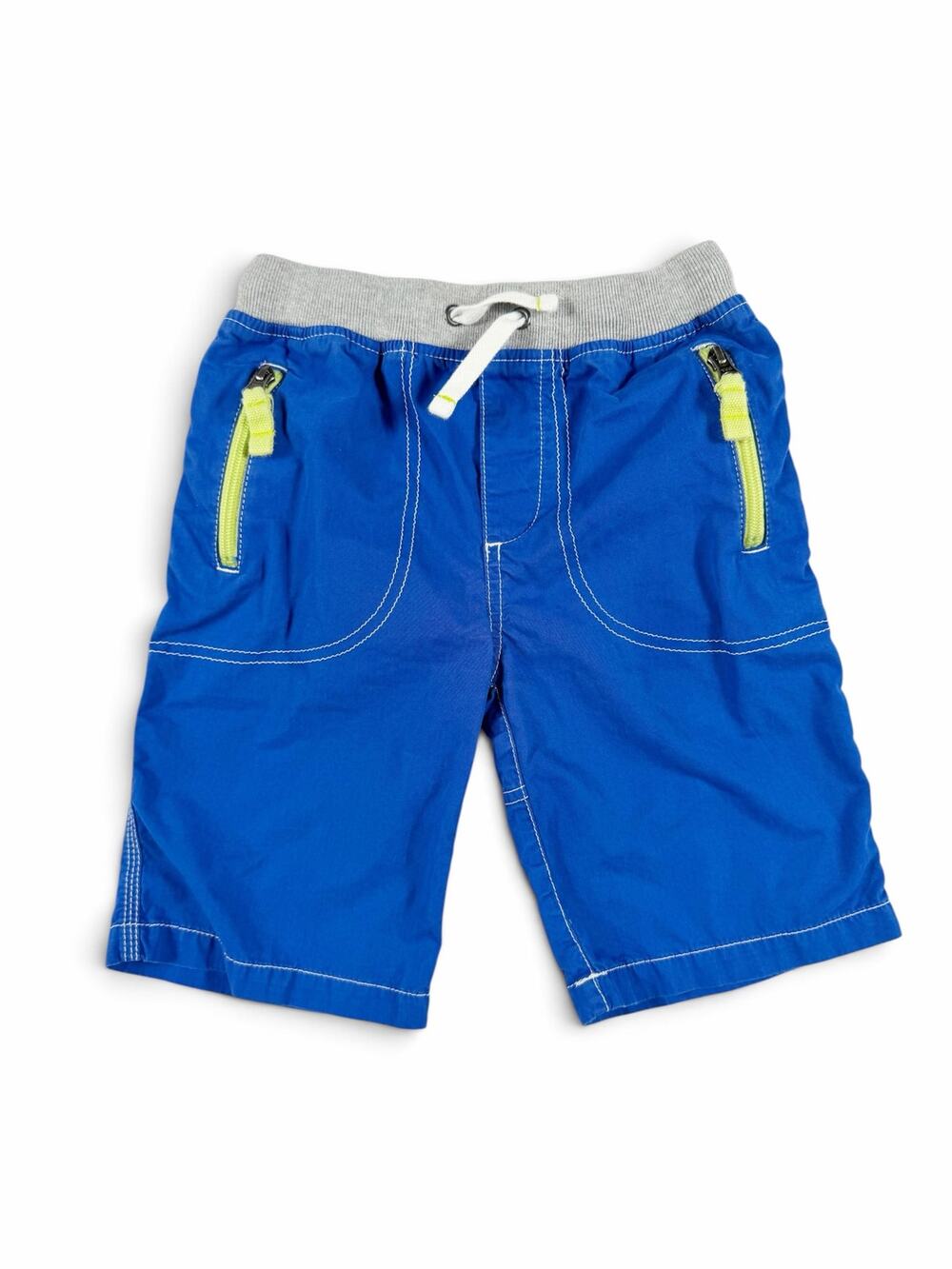Mini Boden Adventure Cargo Shorts Blue Green Zip Pockets Boys Size 8